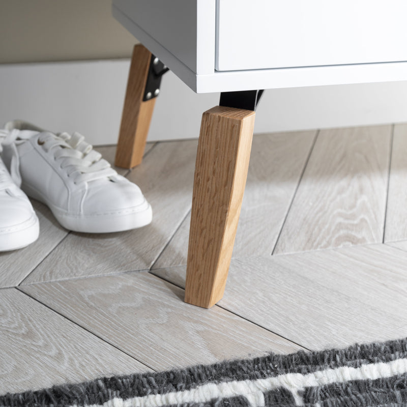 Otto Display Cabinet Dresser in Solid White and Natural Pine