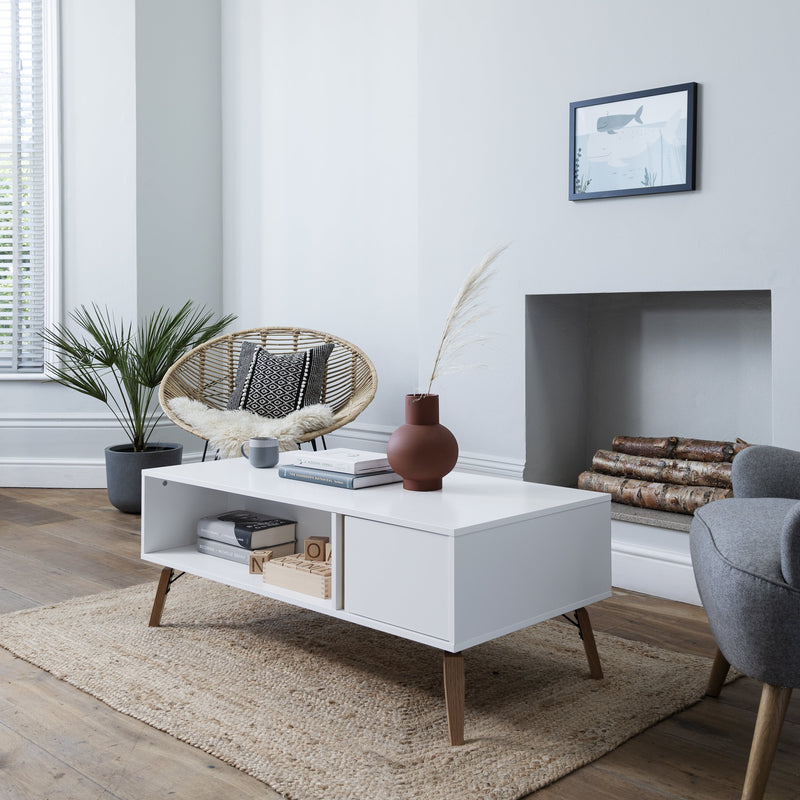 Otto Coffee Table with Storage in Classic White