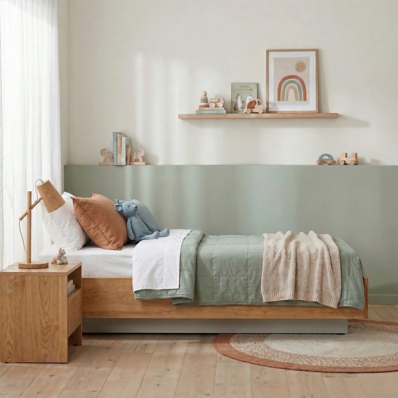 Koping Single Gas Lift Ottoman Bed with Storage in Natural Pine