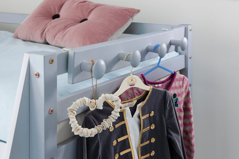 Moro Cabin Bed Midsleeper with Pullout Desk, Shelving Complete Package in Grey