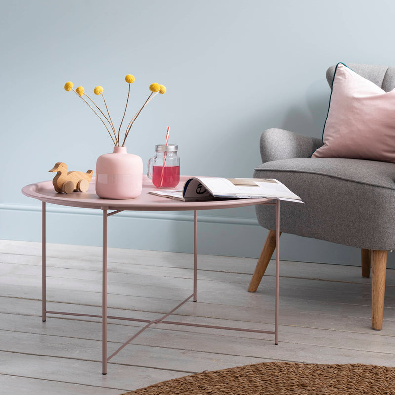 Bjarni Coffee Table Metal Side Table in Blush Pink