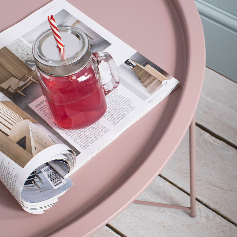 Bjarni Coffee Table Metal Side Table in Blush Pink