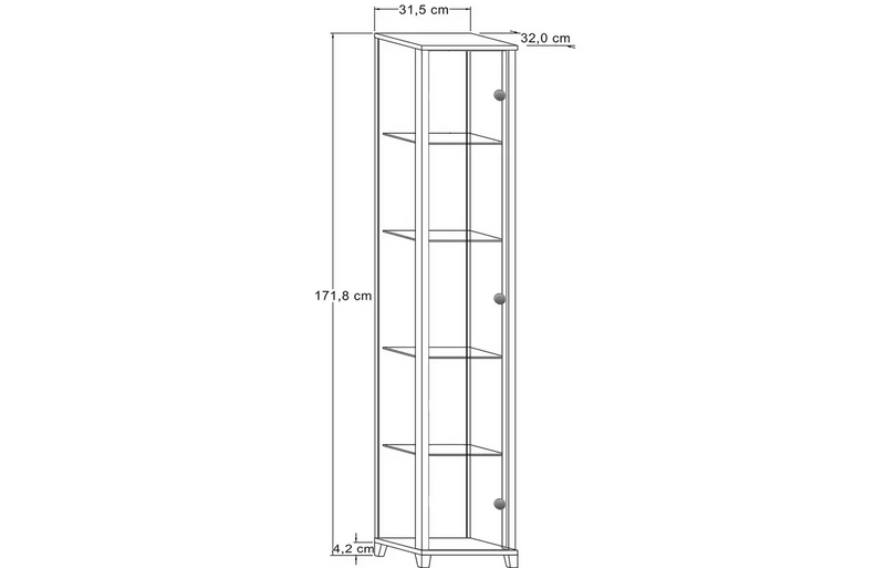 4 Shelf 1 Door Display Cabinet - Black 1999440 (OpenBox- See T's & C's for details)