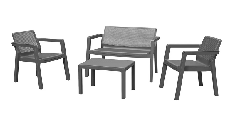 4 Seater Plastic Garden Sofa Set - Dark Grey 14524379 (OpenBox- See T's & C's for details)
