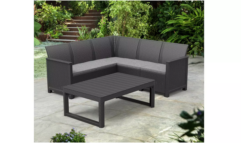 5 Seater Rattan Effect Garden Corner Sofa Set 15812671 (OpenBox- See T's & C's for details)