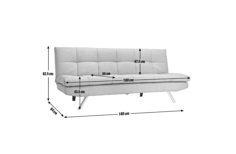 Nolan Fabric 3 Seater Clic Clac Sofa Bed-Grey 17233227 (OpenBox- See T's & C's for details)