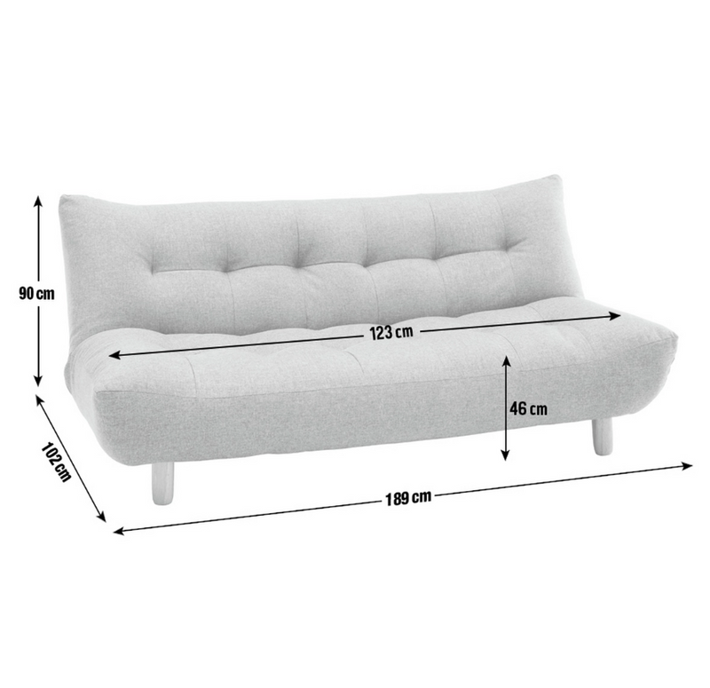 3 Seater Fabric Clic Clac Sofa Bed - Charcoal 15017737 (OpenBox- See T's & C's for details)