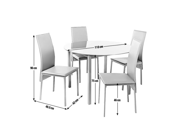 Lido Grey Dining Table & 4 Grey Chairs 19224557