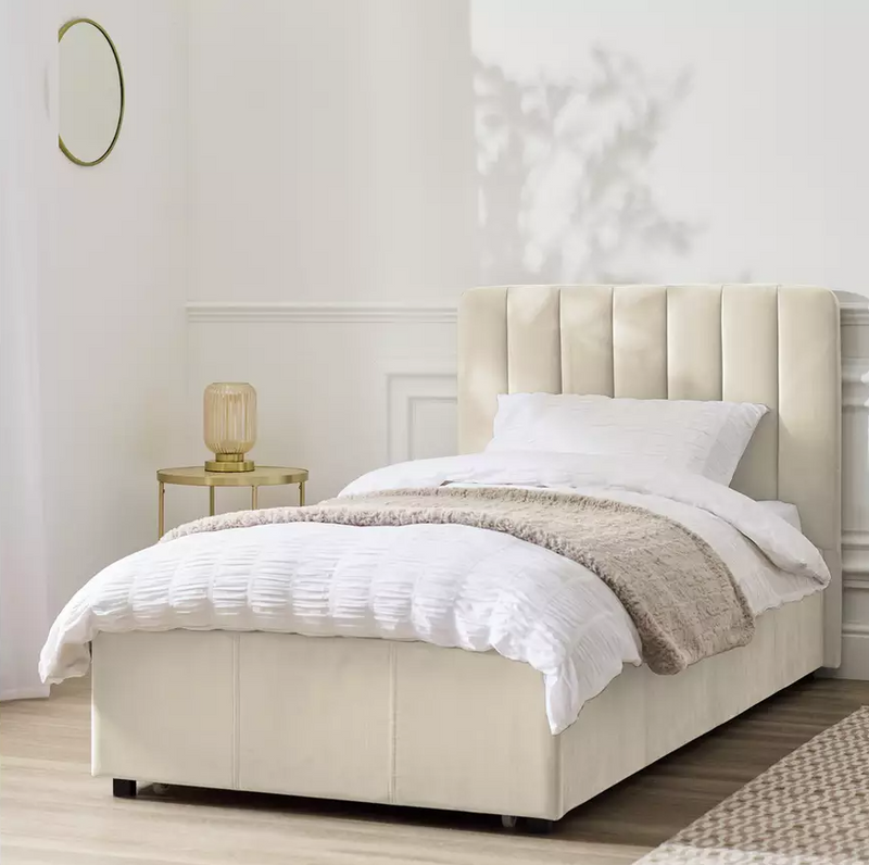 Pandora Single Drawer Storage Bed Frame - Cream 17440216