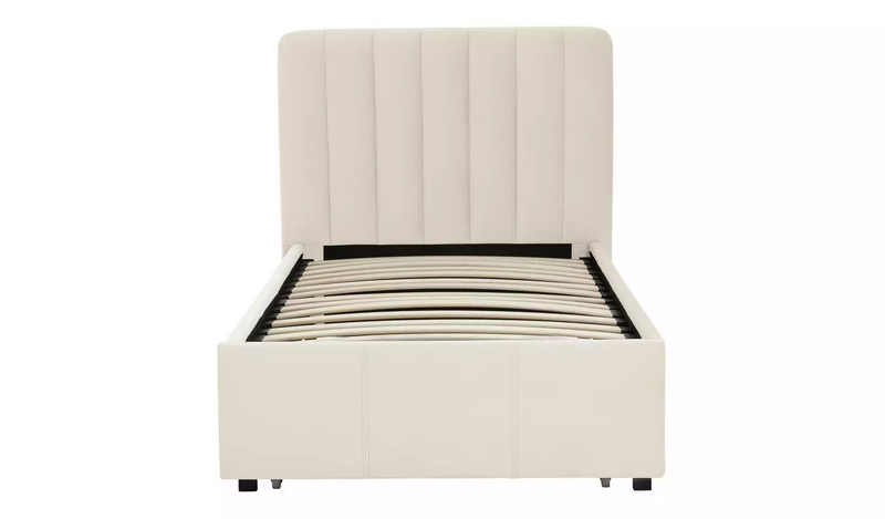 Pandora Single Drawer Storage Bed Frame - Cream 17440216