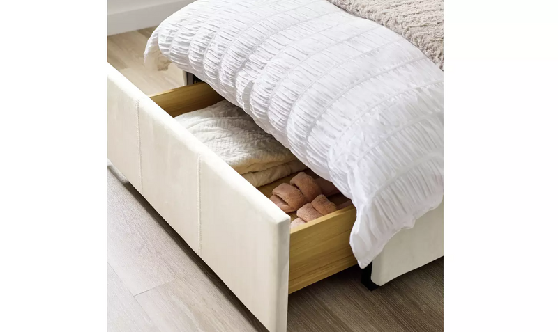 Pandora Single Drawer Storage Bed Frame - Cream 17440216