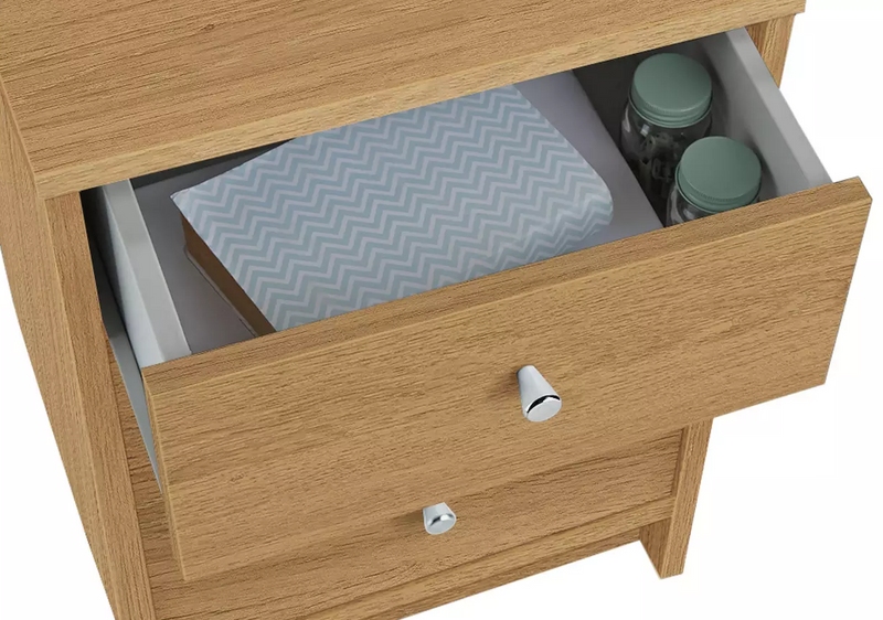 3 Drawer Bedside Table - Oak Effect 15410688