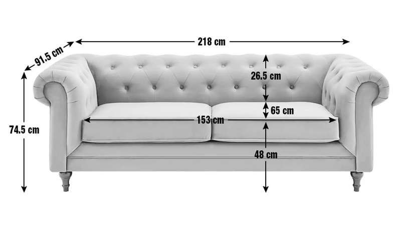 Chesterfield 3 Seater Velvet Sofa Bed - Charcoal 17314452 (OpenBox- See T's & C's for details)