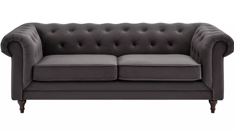 Chesterfield 3 Seater Velvet Sofa Bed - Charcoal 17314452 (OpenBox- See T's & C's for details)