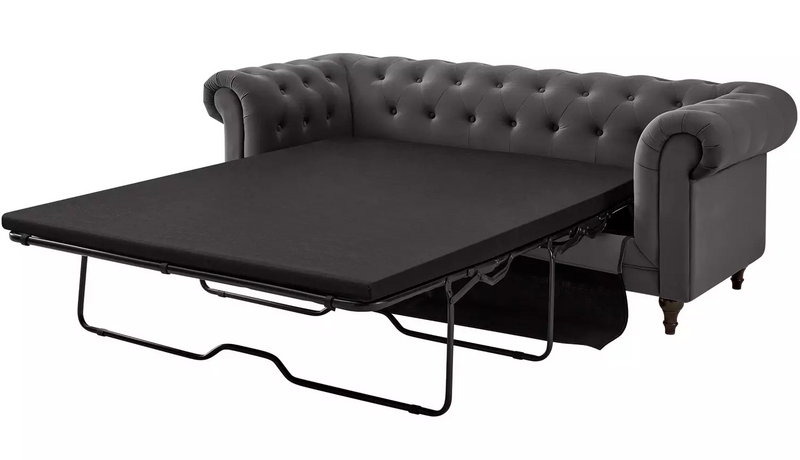 Chesterfield 3 Seater Velvet Sofa Bed - Charcoal 17314452 (OpenBox- See T's & C's for details)