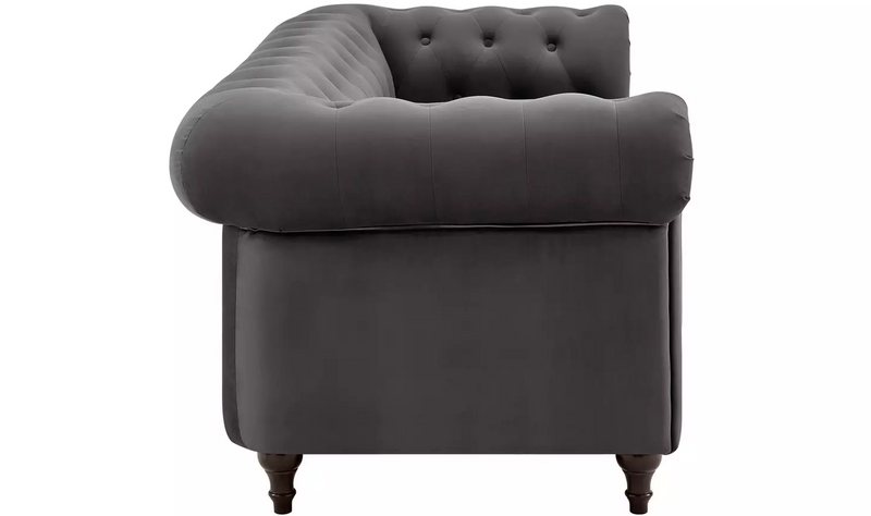 Chesterfield 3 Seater Velvet Sofa Bed - Charcoal 17314452 (OpenBox- See T's & C's for details)