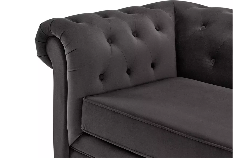 Chesterfield 3 Seater Velvet Sofa Bed - Charcoal 17314452 (OpenBox- See T's & C's for details)