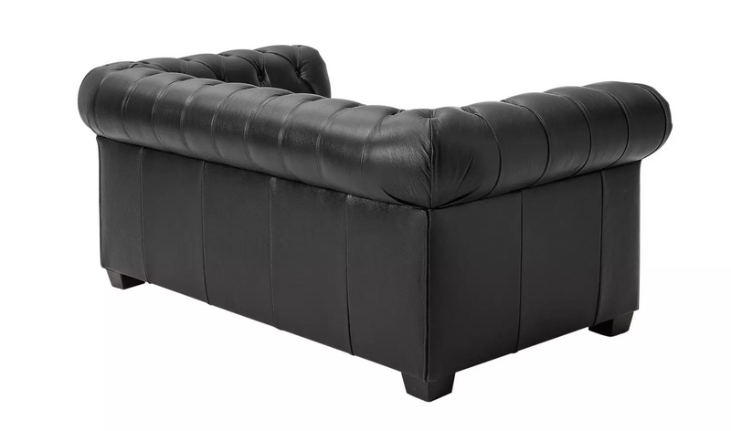 Chesterfield Leather 2 Seater Sofa - Black 14497482 (OpenBox- See T's & C's for details)