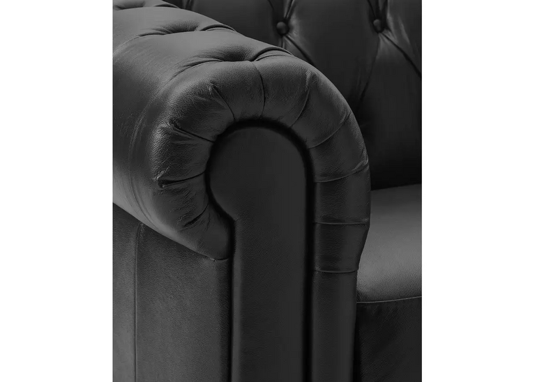 Chesterfield Leather 2 Seater Sofa - Black 14497482 (OpenBox- See T's & C's for details)