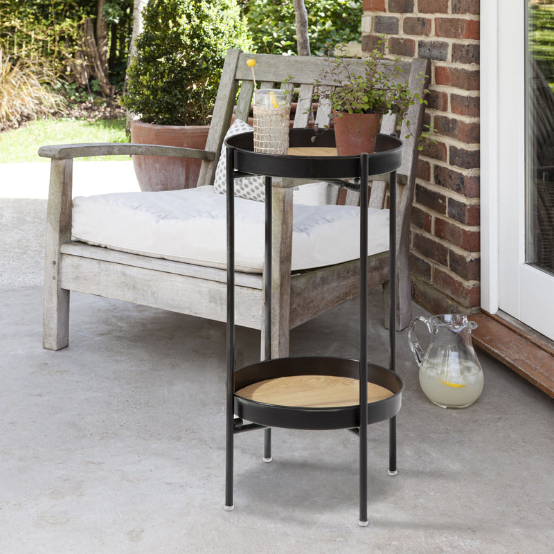 Flora Garden Patio Occasional Side Table in Black