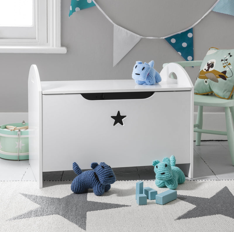 Zeta Toy Box Toy Organiser with Star Design in Classic White