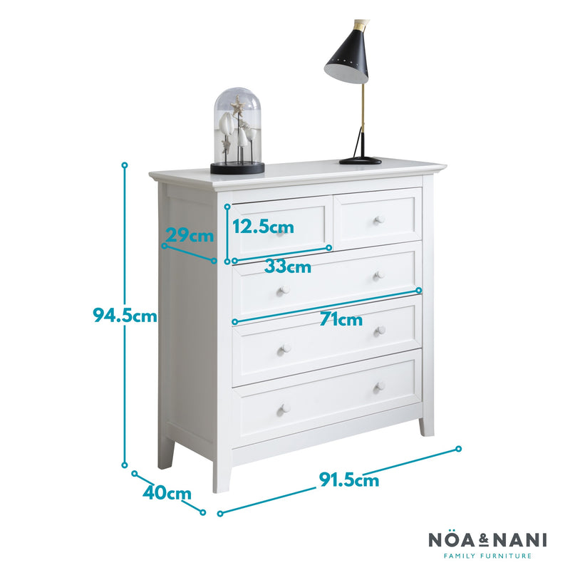 Torsby Chest of Drawers 2+3 Drawer in Classic White