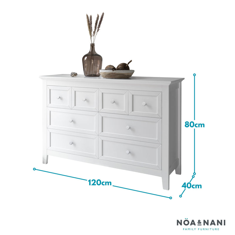 Torsby Chest of Drawers 8 Drawer in Classic White
