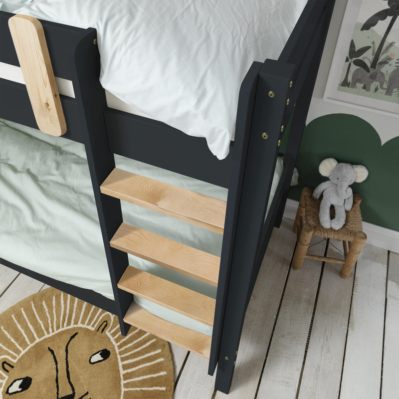 Una Bunk Bed Contemporary with Spacesaver Trundle in Anthracite