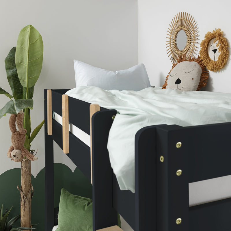 Una Bunk Bed Contemporary with Spacesaver Trundle in Anthracite