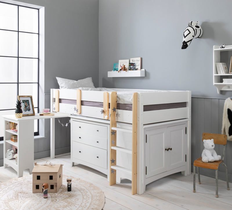Una Sleepstation with Chest of Drawers, Cabinet & Desk in Classic White