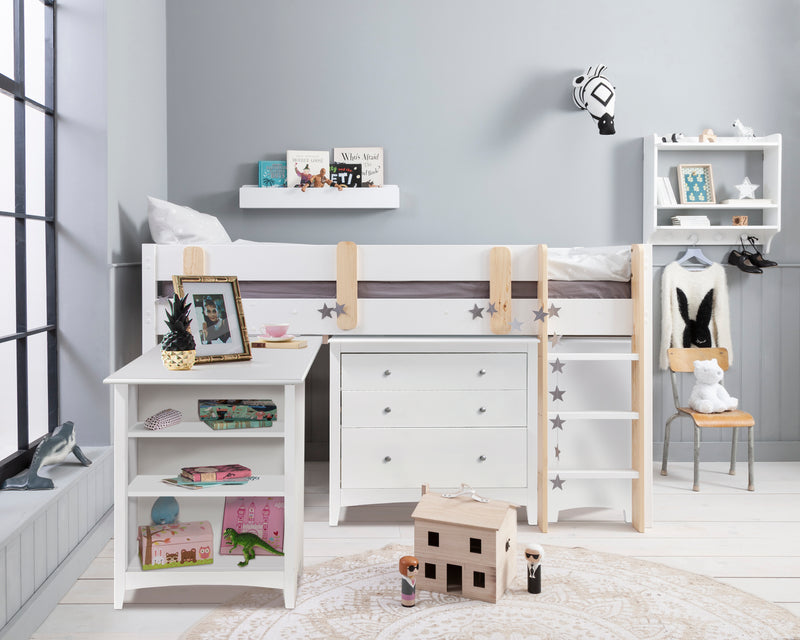 Una Sleepstation with Chest of Drawers, Cabinet & Desk in Classic White