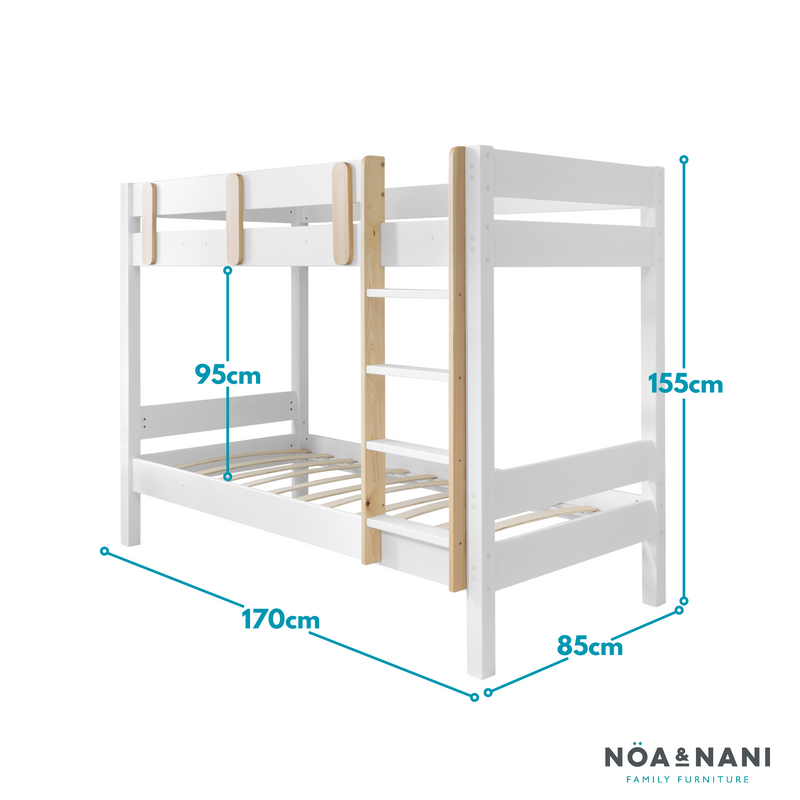 Una Bunk Bed Contemporary in Classic White & Pine