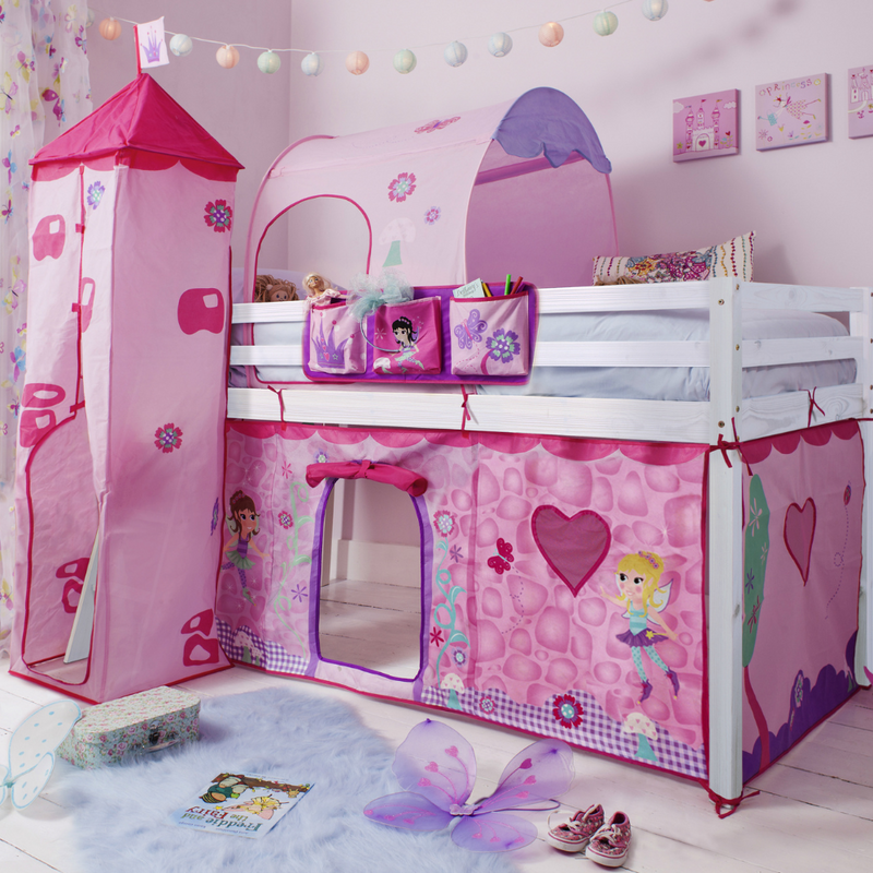 Moro Cabin Bed Midsleeper with Fairies Package in Classic White