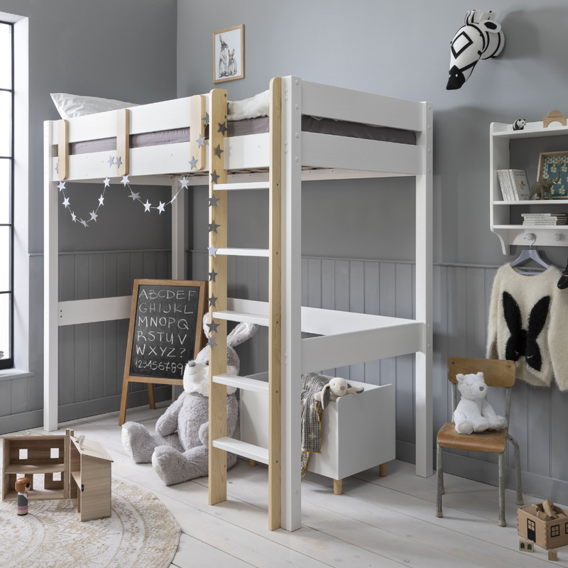 Una Highsleeper Cabin Bed with Desk in Classic White