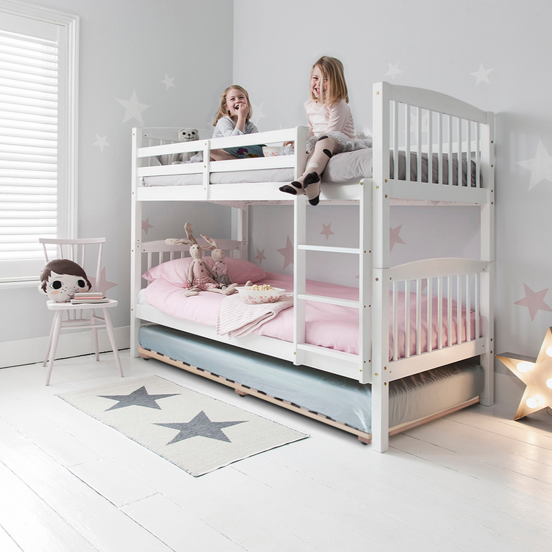 Brighton Bunk Bed with Asana Pull out Trundle in Classic White