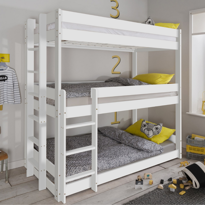 Henrik Triple Bed Bunk Triple Sleeper in Classic White