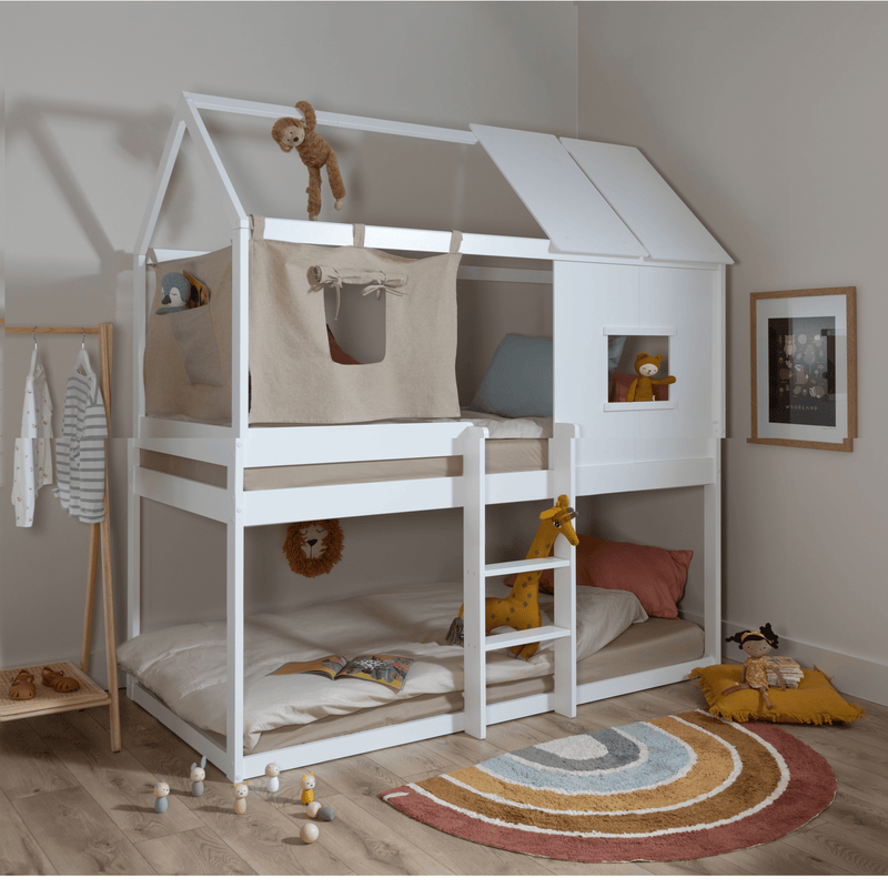 Luka Treehouse Midsleeper Bed with Tent Options in Classic White