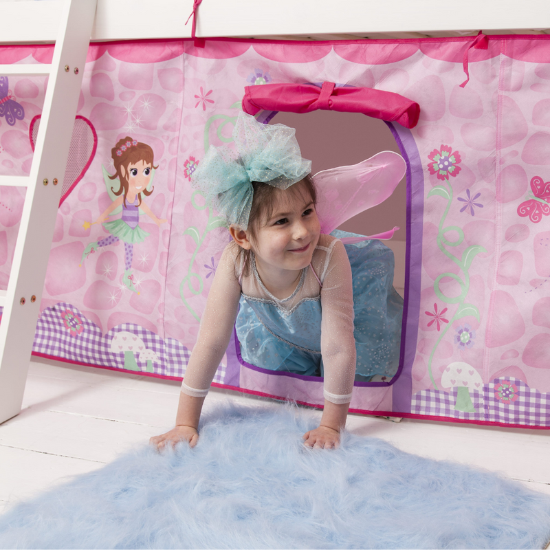 Moro Cabin Bed Midsleeper with Fairies Tent in Classic White