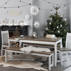Nordic Dining Table in Classic White and Dark Pine