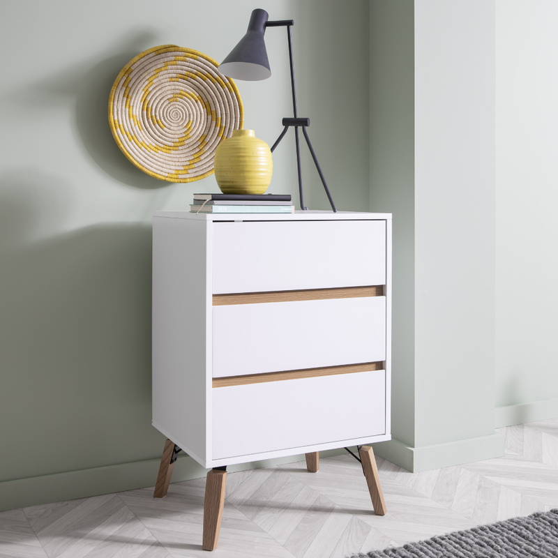 Otto Chest of Drawers Tall 3 Drawer in Classic White