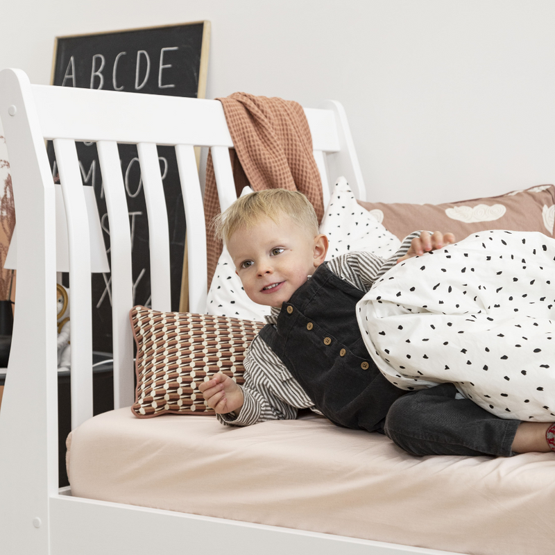 Astrid Single Sleigh Bed with Pullout Trundle in White