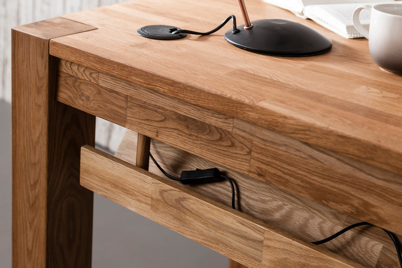 Vermont Solid Oak Office Desk Computer Table in Natural Oak