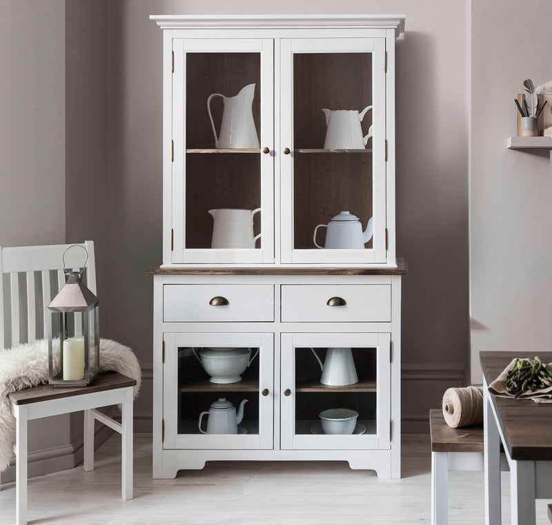 Canterbury Dresser Top in White and Dark Pine