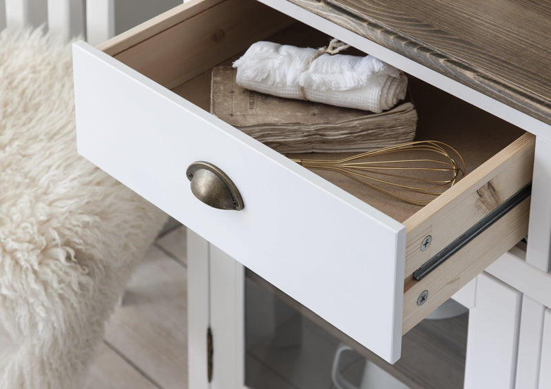 Canterbury Sideboard 3 Drawer and Dresser Top in White and Dark Pine