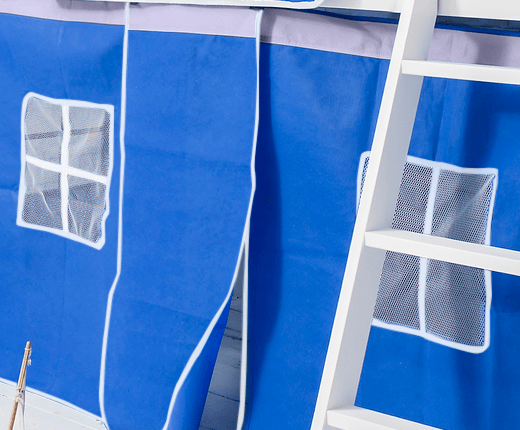 Ontario Cabin Bed Midsleeper Shorty with Blue Tent in Classic White