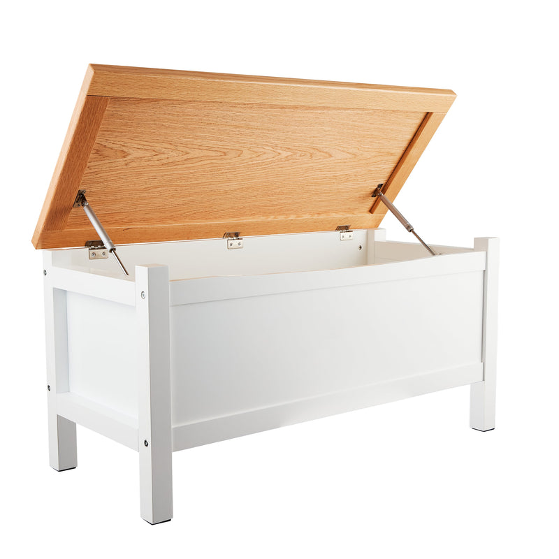 Esther Toy Box Storage Chest in Classic White & Oak