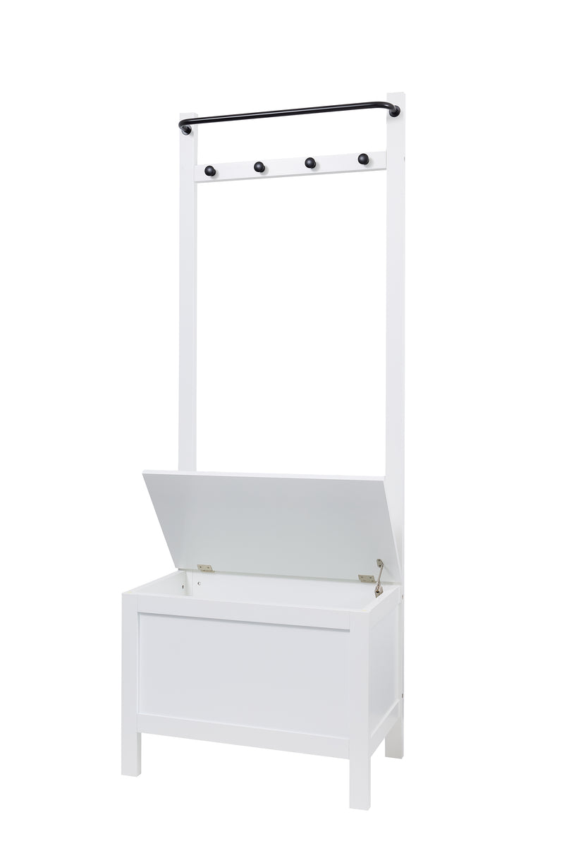 Karlstad Hallway Bench Shoe Storage and Coat Hook in Classic White