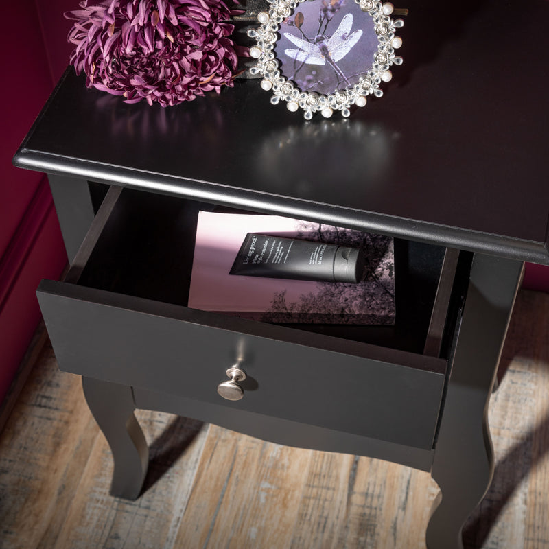 Camille Side Table Chest 2 Drawer in Black