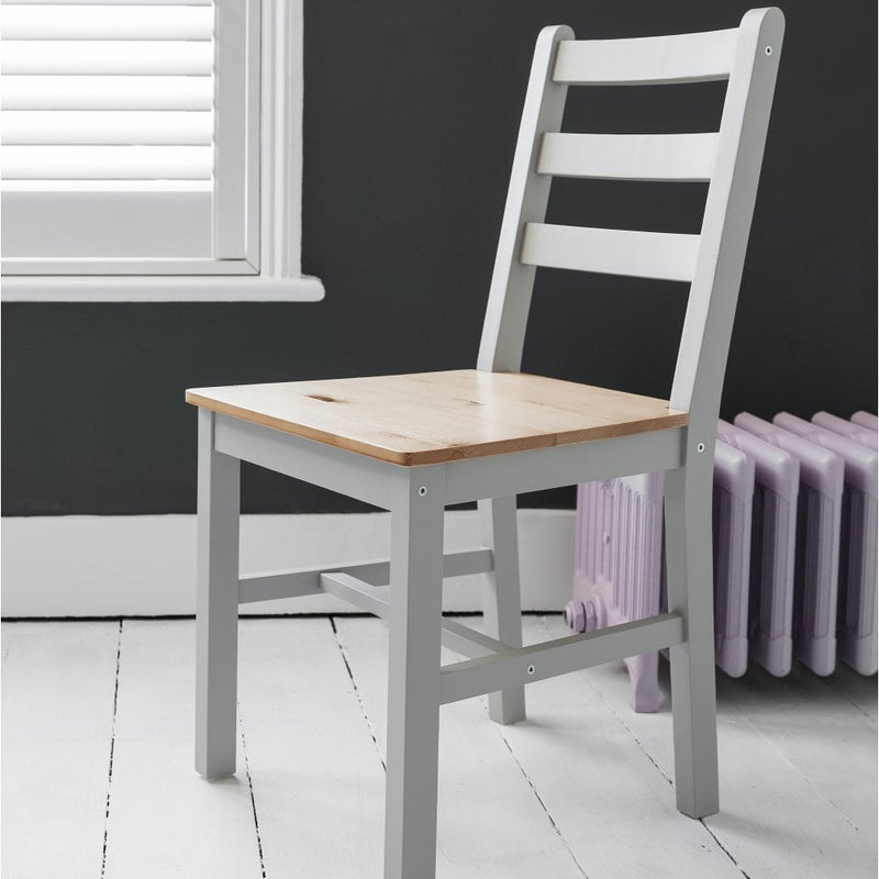 Annika Dining Table with 4 Chairs in Grey & Pine