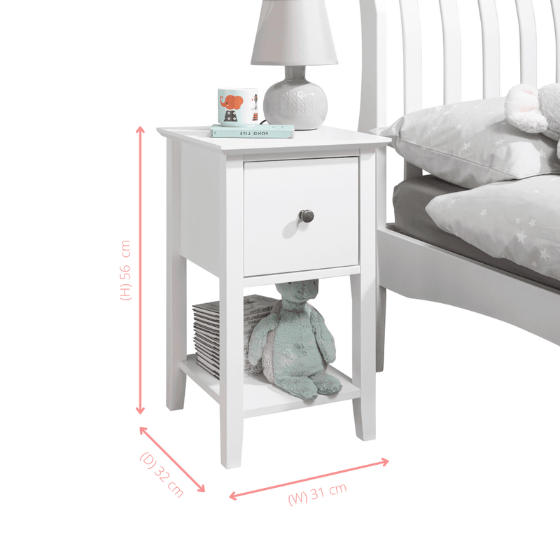 Asora Bedside Table with Drawer in Silk Grey